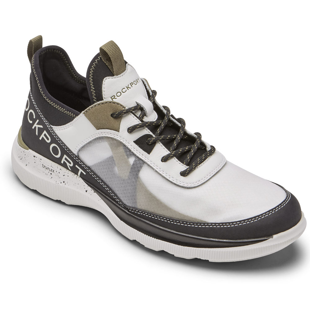 Rockport Sneakers Herr Vita/Svarta - Truflex Hybrid Mudguard Tie - JNROF7410